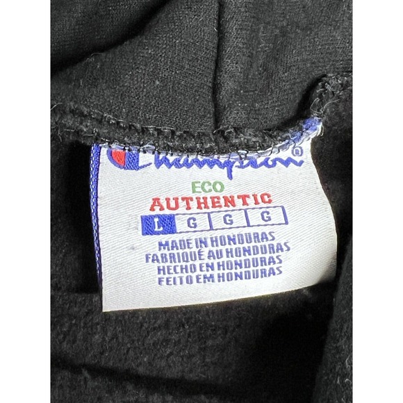 Vintage‎ Champion Eco Hoodie Y2K Foo Foo Embroidered Roses Black Mens Sz L - Picture 5 of 9